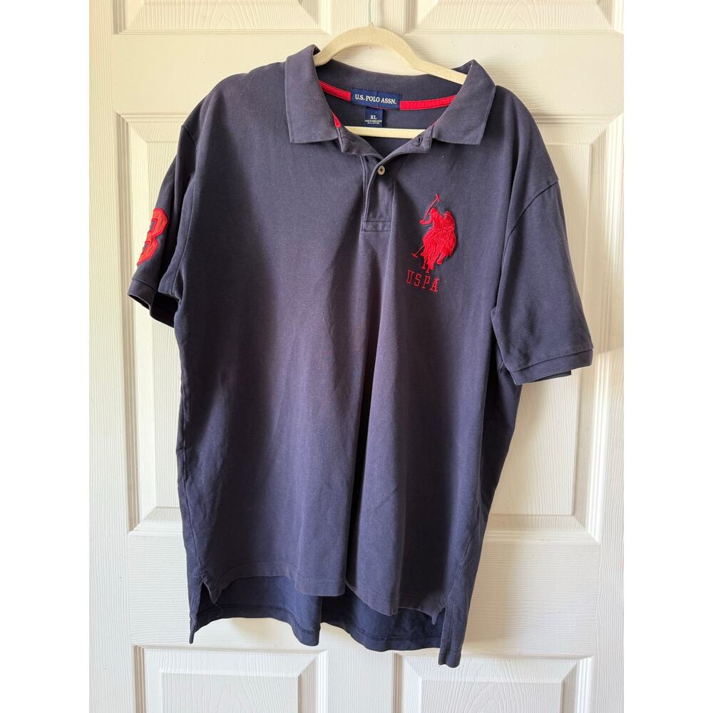 US Polo Assn Big‎ Pony Polo Shirt Navy Red Vintage Y2K 90s Mens XL Preppy